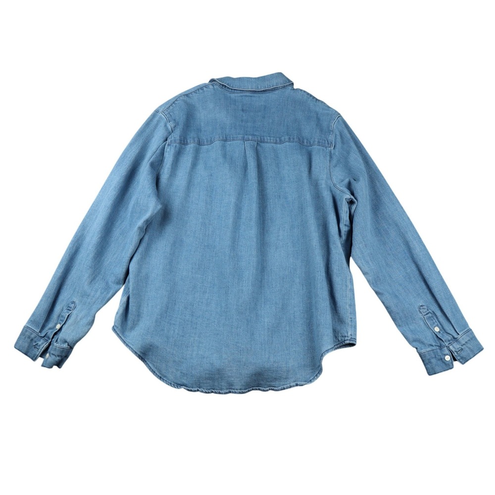 Universal Thread Womens XL Blue Denim Button Down Shirt Classic Fit Long Sleeve - Picture 2 of 8